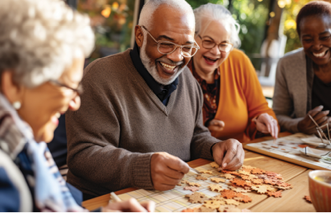 A group of people are sitting around a table, playing a game. AI generated content